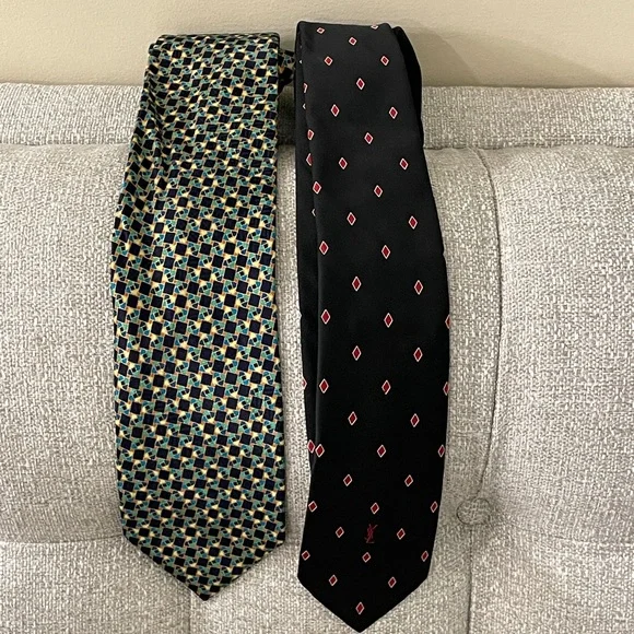 YSL & Lanvin Brand Tie Bundle - Picture 1 of 11